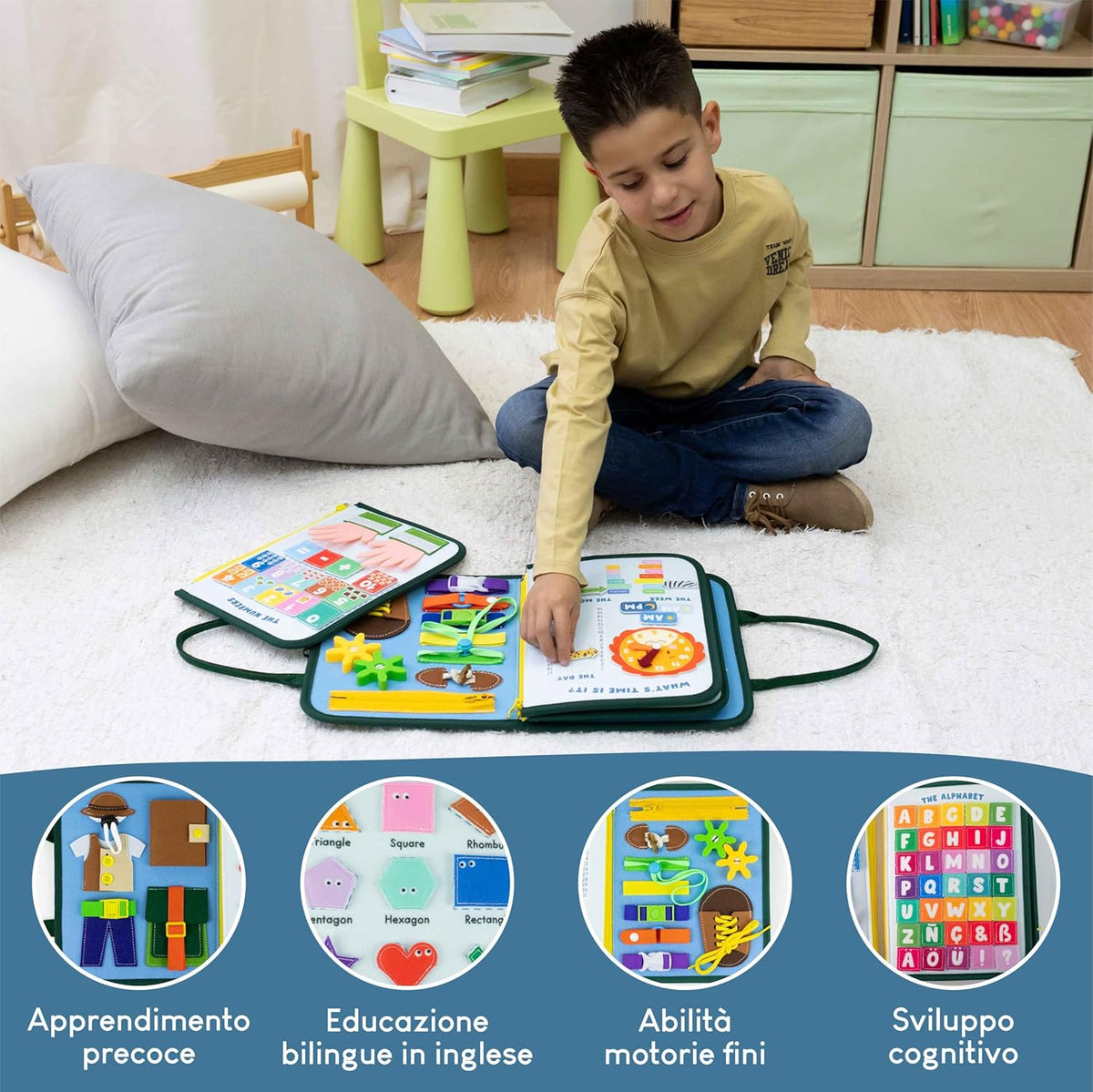 SmartPlay Busy Board Montessori – Libro Sensoriale Educativo
